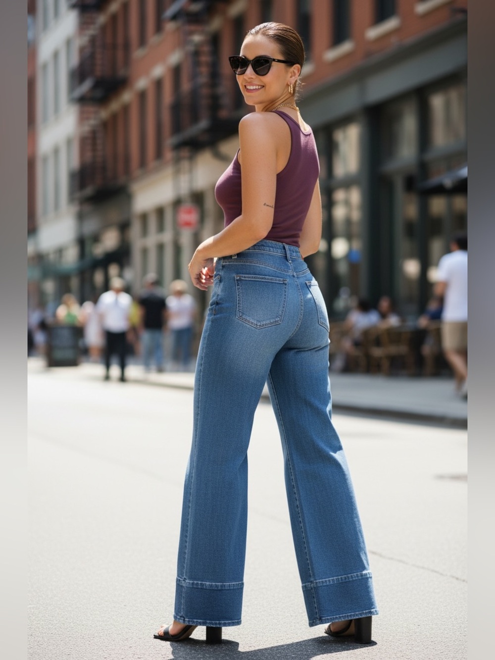 Oo LaLa Sasson 1980’s Inspired Classic Denim w/ Flared Leg